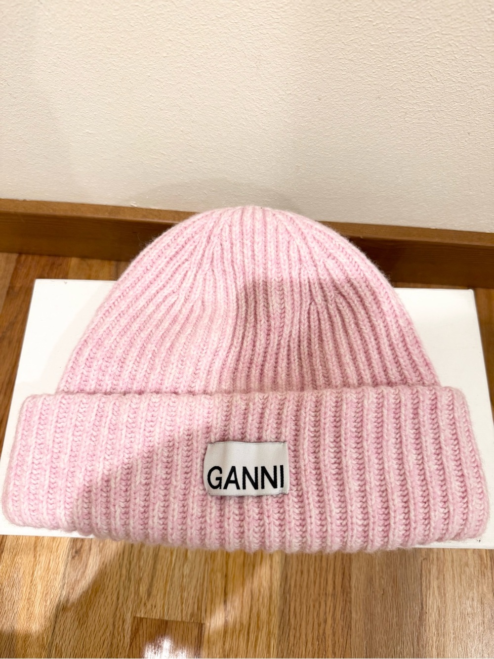 Ganni Ribbed Knit Beanie Hat One Size